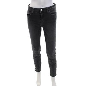 IRO Jeans Womens Cotton Snap Closure Detail Slim Leg Mid Rise Jeans Black Size 2